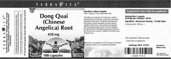 Terravita Dong Quai (Chinese Angelica) Root 450 mg - supplement