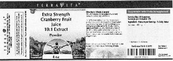 Terravita Extra Strength Cranberry Fruit Juice 10:1 Extract Powder - supplement