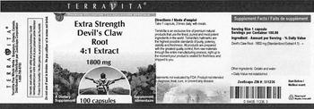 Terravita Extra Strength Devil's Claw Root 4:1 Extract 1800 mg - supplement