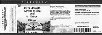 Terravita Extra Strength Ginkgo Biloba Leaf 4:1 Extract 1800 mg - supplement