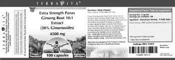 Terravita Extra Strength Panax Ginseng Root 10:1 Extract (30% Ginsenosides) 4500 mg - supplement