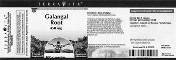 Terravita Galangal Root 450 mg - supplement