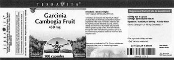 Terravita Garcinia Cambogia Fruit 450 mg - supplement