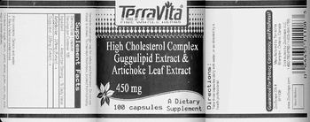 Terravita High Cholesterol Complex Guggulipid Extract & Artichoke Leaf Extract 450 mg - supplement
