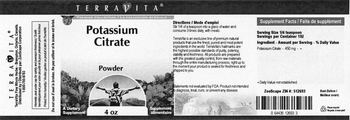 Terravita Potassium Citrate Powder - supplement