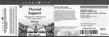 Terravita Thyroid Support - Bugleweed, Motherwort And Lemon Balm 450 mg - supplement