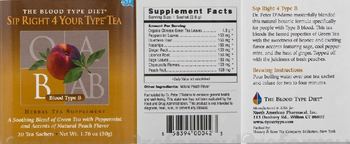 The Blood Type Diet Sip Right 4 Your Type Tea Blood Type B - herbal tesupplement