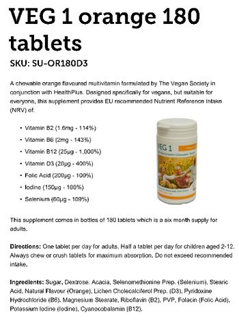 The Vegan Society Veg 1 Orange Flavour - supplement