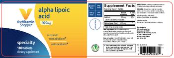 The Vitamin Shoppe Alpha Lipoic Acid 100 mg - supplement