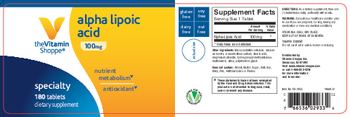 The Vitamin Shoppe Alpha Lipoic Acid 100 mg - supplement