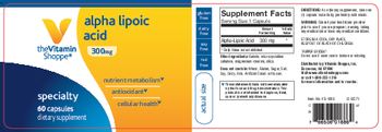The Vitamin Shoppe Alpha Lipoic Acid 300 mg - supplement