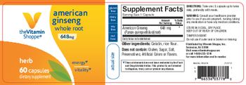 The Vitamin Shoppe American Ginseng 648 mg - supplement