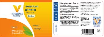 The Vitamin Shoppe American Ginseng Whole Root 648 mg - supplement
