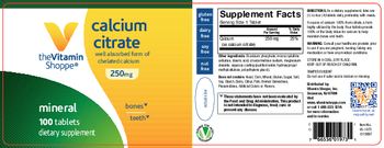 The Vitamin Shoppe Calcium Citrate 250 mg - supplement