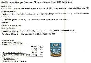 The Vitamin Shoppe Calcium Citrate Plus Magnesium - supplement