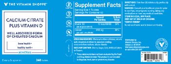 The Vitamin Shoppe Calcium Citrate plus Vitamin D - supplement