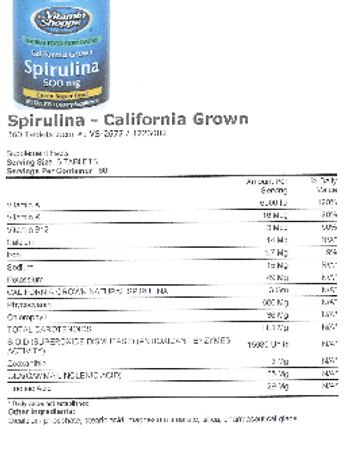 The Vitamin Shoppe California Grown Spirulina 500 mg - supplement