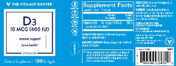 The Vitamin Shoppe D3 10 mcg (400 IU) - supplement