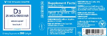 The Vitamin Shoppe D3 25 mcg (1000 IU) - supplement