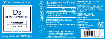 The Vitamin Shoppe D3 50 mcg (2000 IU) - supplement