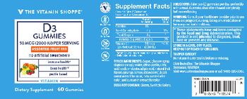The Vitamin Shoppe D3 Gummies 50 mcg (2000 IU) Assorted Fruit Mix - supplement