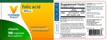 The Vitamin Shoppe Folic Acid 800 mcg - supplement