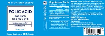 The Vitamin Shoppe Folic Acid 800 mcg - supplement