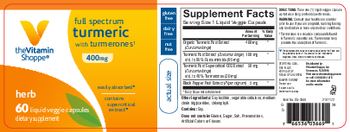 The Vitamin Shoppe Full Spectrum Turmeric with Turmerones 400 mg - supplement