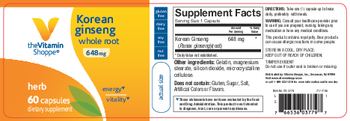 The Vitamin Shoppe Korean Ginseng 648 mg - supplement