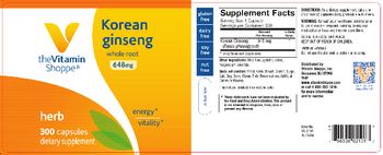The Vitamin Shoppe Korean Ginseng Whole Root 648 mg - supplement