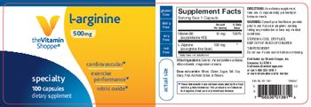 The Vitamin Shoppe L-Arginine 500 mg - supplement