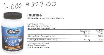 The Vitamin Shoppe L-Taurine 500 mg - supplement