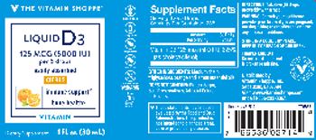 The Vitamin Shoppe Liquid D3 125 mcg (5000 IU) Citrus - supplement