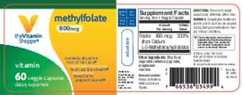 The Vitamin Shoppe Methylfolate 800 mcg - supplement