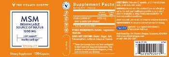 The Vitamin Shoppe MSM 1000 mg - supplement