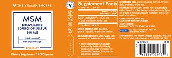 The Vitamin Shoppe MSM 500 mg - supplement