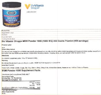 The Vitamin Shoppe MSM Powder 1000 - 