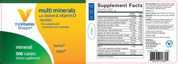 The Vitamin Shoppe Multi Minerals with Boron & Vitamin D No Iron - supplement