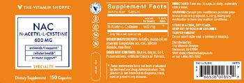 The Vitamin Shoppe NAC 600 mg - supplement