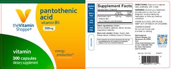The Vitamin Shoppe Pantothenic Acid 500 mg - supplement