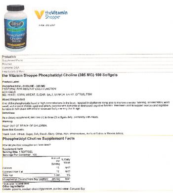 The Vitamin Shoppe Phosphatidyl Choline 385 mg - 