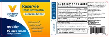 The Vitamin Shoppe Reservie Trans Resveratrol Standardized 250 mg - supplement