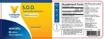 The Vitamin Shoppe S.O.D. 2664 Mccord Units - supplement