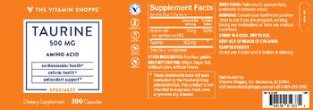 The Vitamin Shoppe Taurine 500 mg - supplement