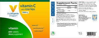 The Vitamin Shoppe Vitamin C With Rose Hips 1000 mg - supplement