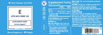 The Vitamin Shoppe Vitamin E 670 mg (1000 IU) - supplement