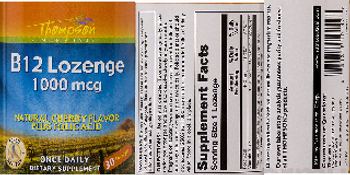 Thompson B12 Lozenge 1000 mg Natural Cherry Flavor - supplement