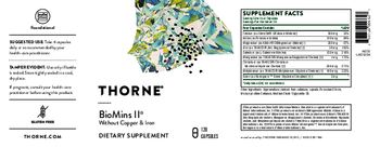 Thorne BioMins II without Copper & Iron - supplement