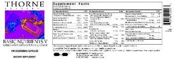 Thorne Research Basic Nutrients V With Copper Without Iron & Iodine - supplement