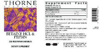 Thorne Research Betaine HCl & Pepsin - supplement